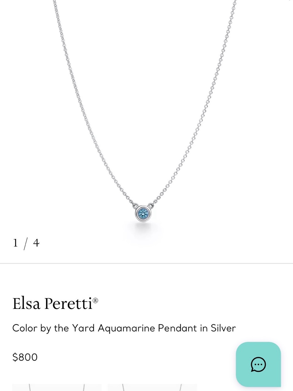 Tiffany & Co. Elsa Peretti Aquamarine Pendant Necklace in Blue and Silver
